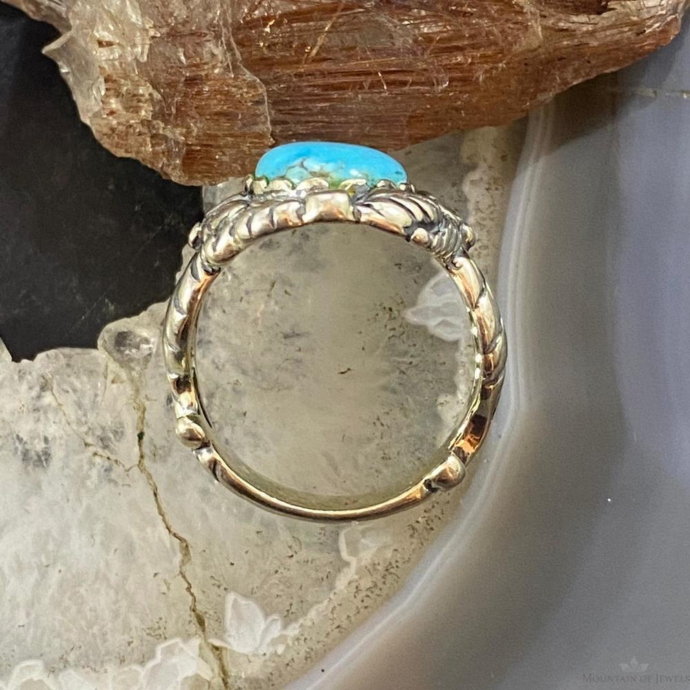 Carolyn Pollack Sterling Silver Oval Turquoise Leaf Design Ring Size 7, 8.5 - Picture 8 of 10